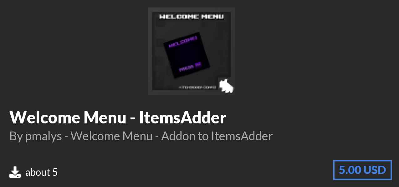 Download Welcome Menu - ItemsAdder on Polymart