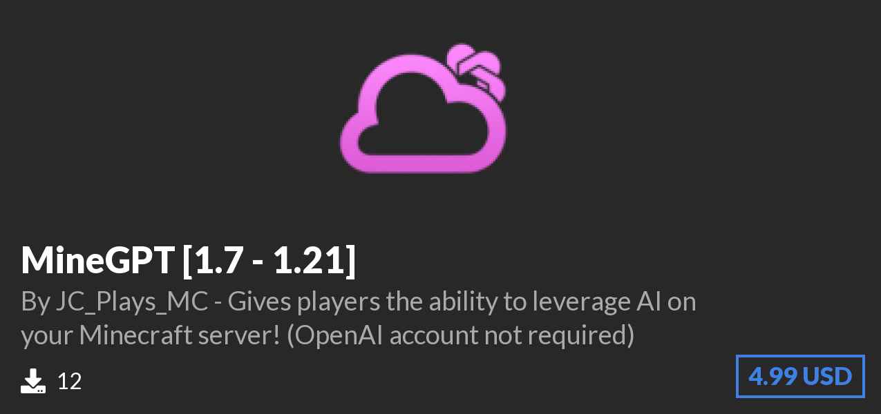 Download MineGPT [1.7 - 1.21] on Polymart