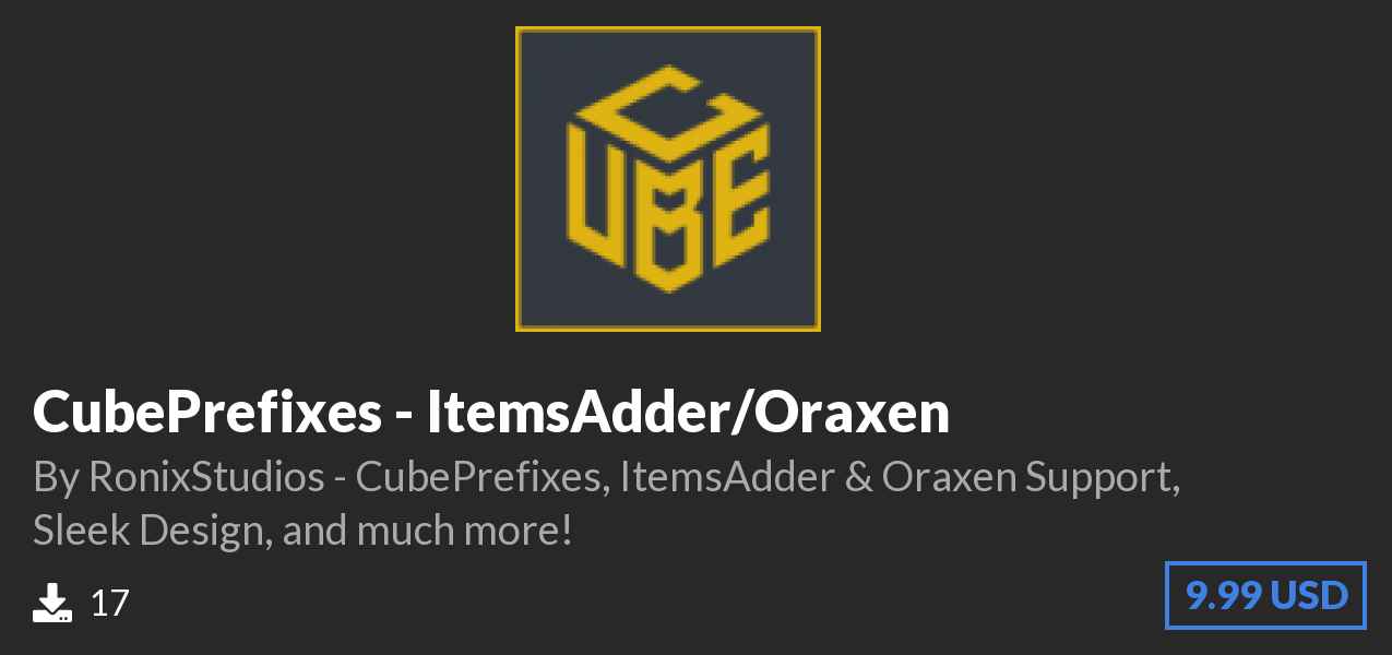 Download CubePrefixes - ItemsAdder/Oraxen on Polymart