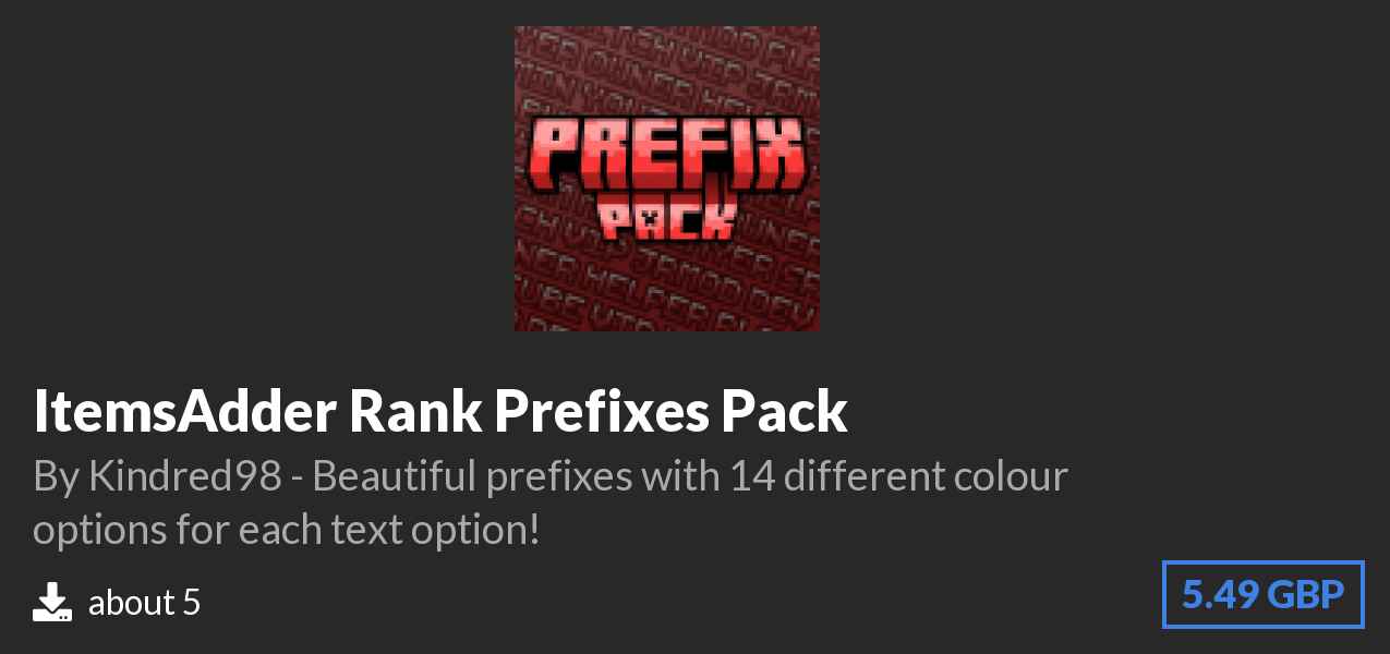 Download ItemsAdder Rank Prefixes Pack on Polymart