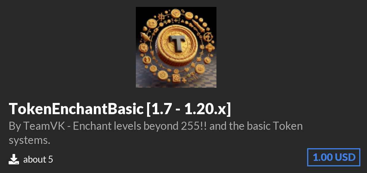 Download TokenEnchantBasic [1.7 - 1.20.x] on Polymart