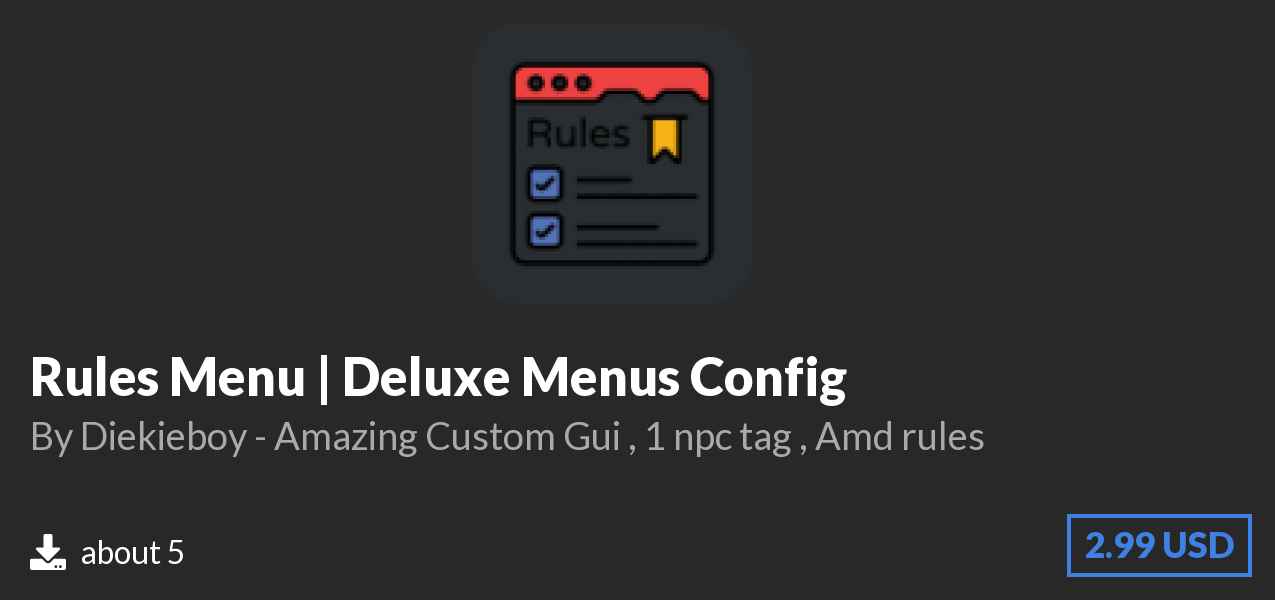 Download Rules Menu | Deluxe Menus Config on Polymart