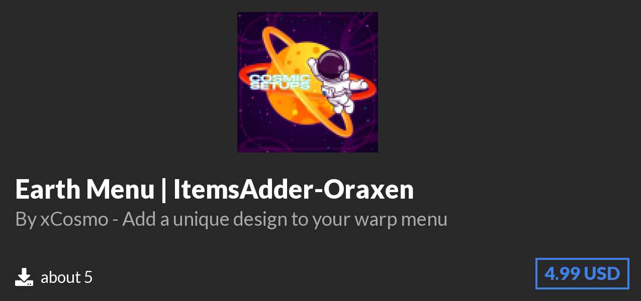 Download Earth Menu | ItemsAdder-Oraxen on Polymart