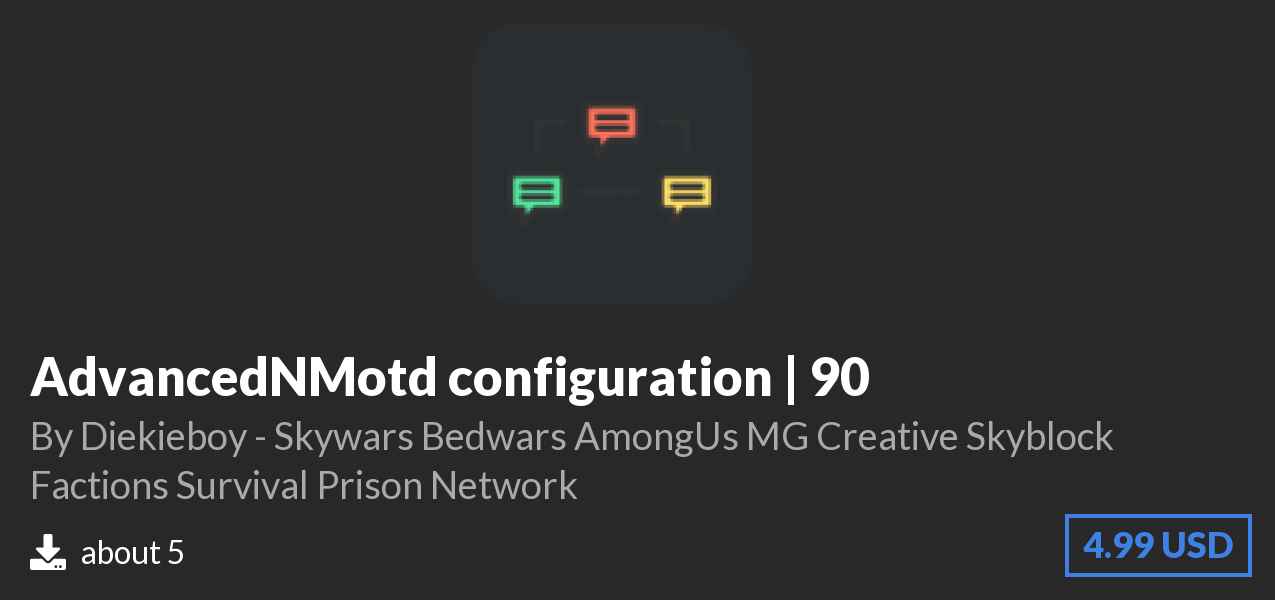 Download AdvancedNMotd configuration | 90 on Polymart