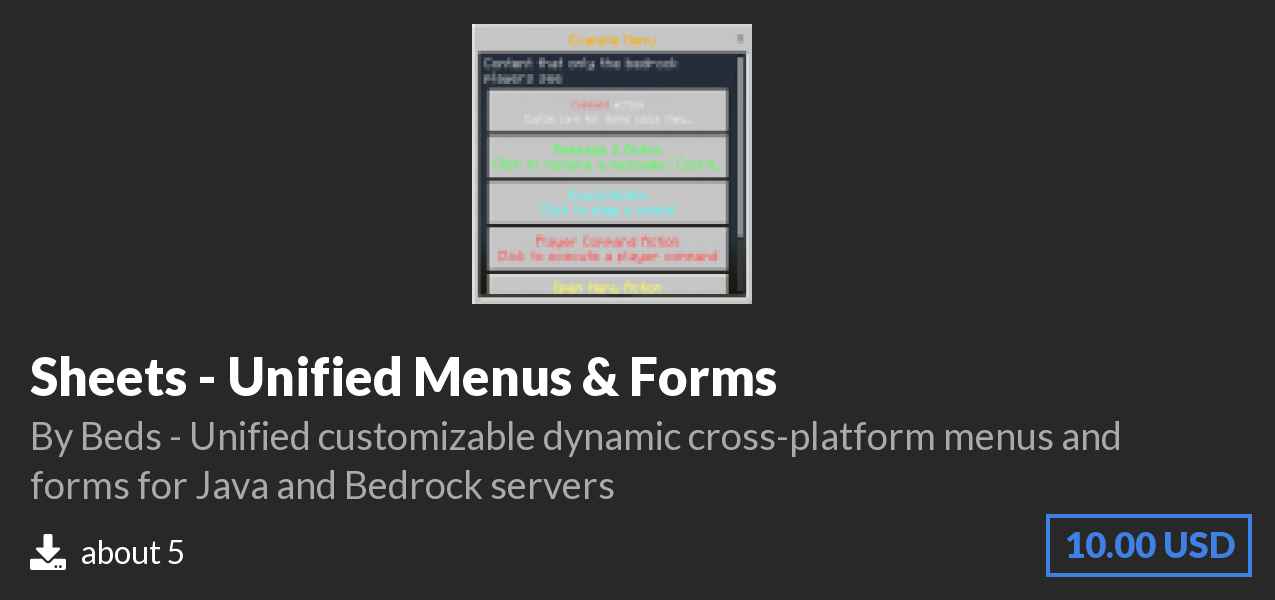 Download Sheets - Unified Menus & Forms on Polymart