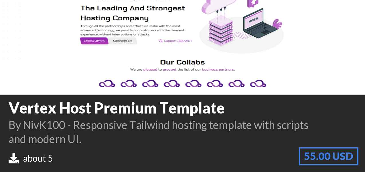 Download Vertex Host Premium Template on Polymart