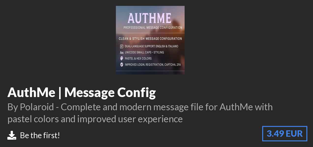Download AuthMe | Message Config on Polymart