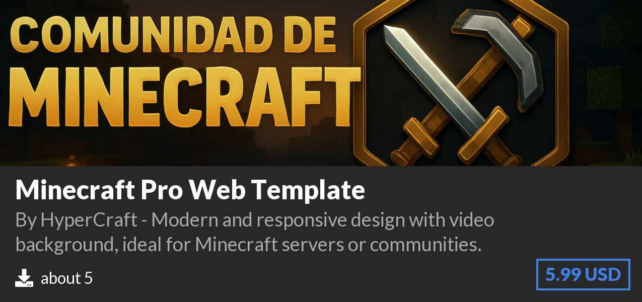 Download Minecraft Pro Web Template on Polymart
