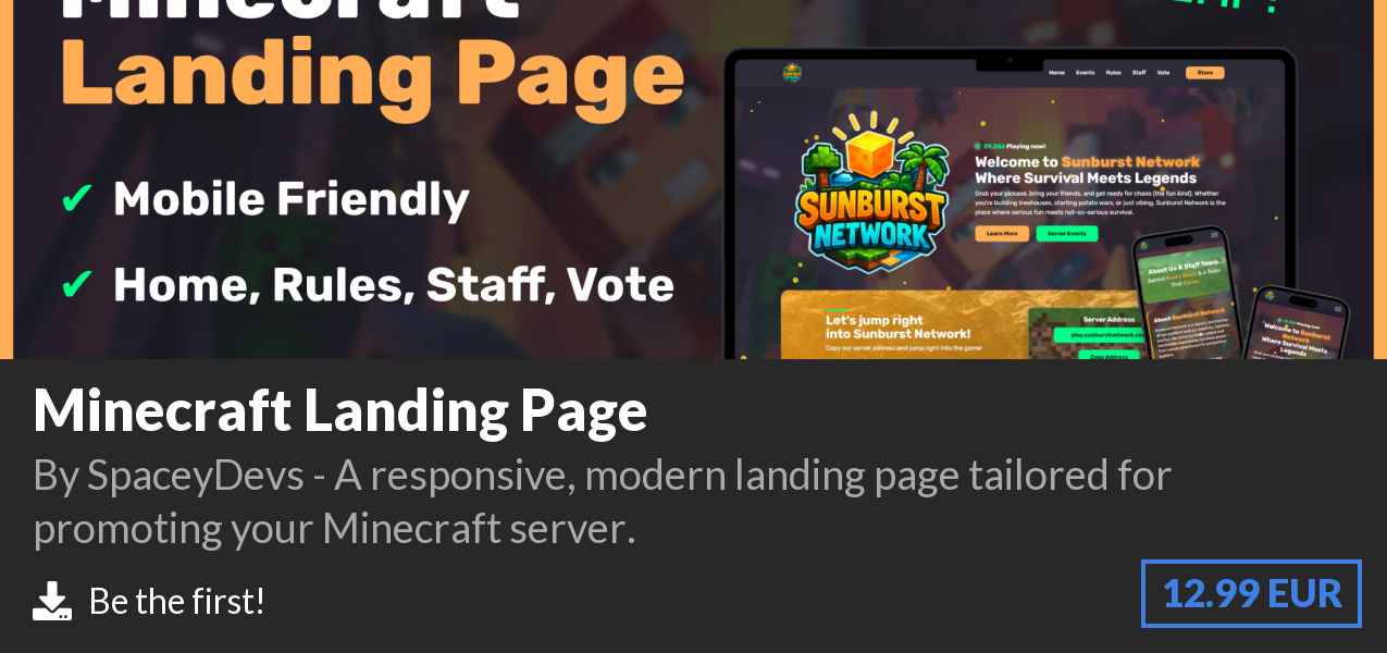 Download Minecraft Landing Page on Polymart