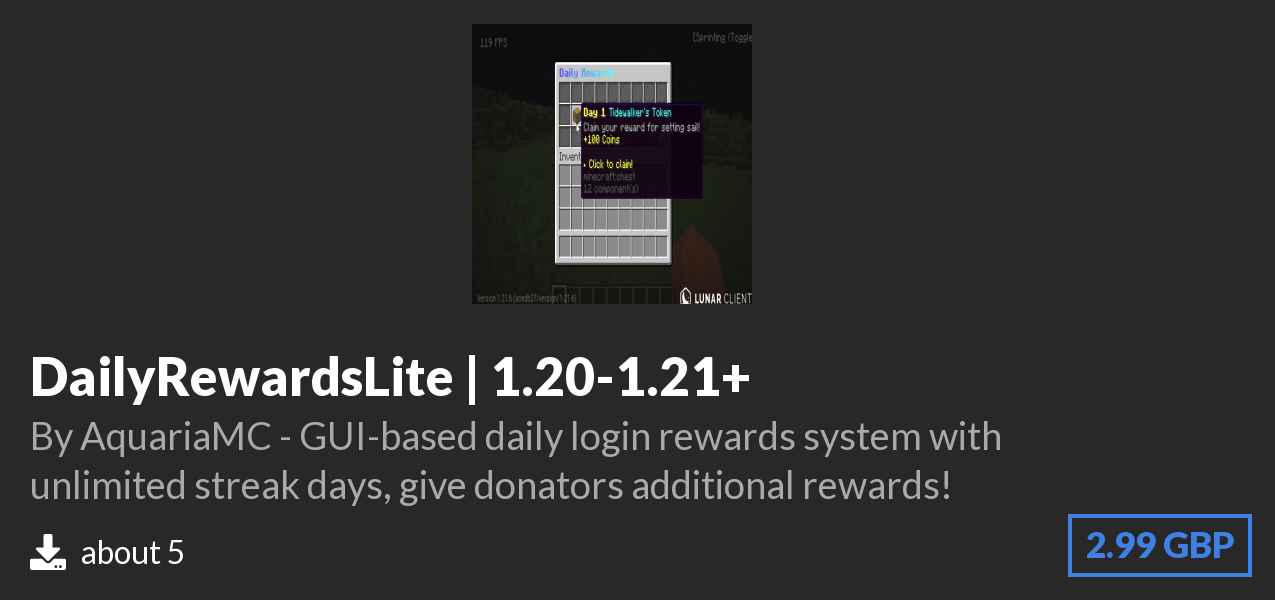 Download DailyRewardsLite | 1.20-1.21+ on Polymart
