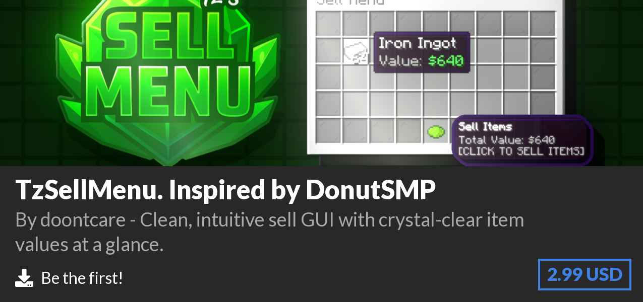 Download TzSellMenu. Inspired by DonutSMP on Polymart