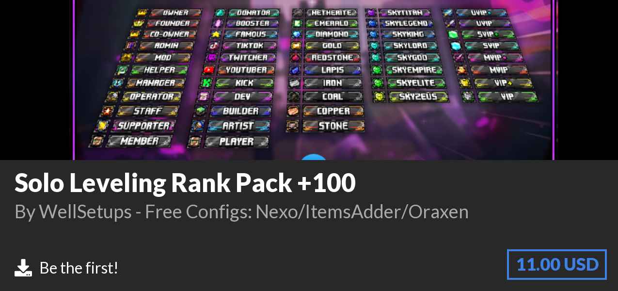 Download Solo Leveling Rank Pack +100 on Polymart