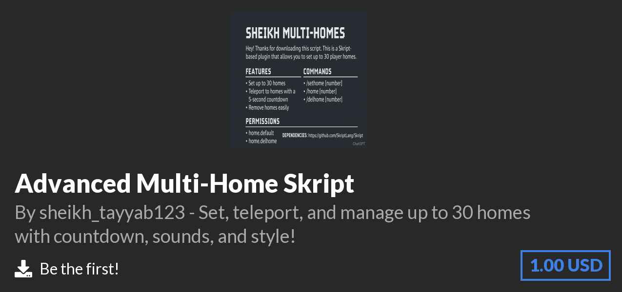 Download Advanced Multi-Home Skript on Polymart