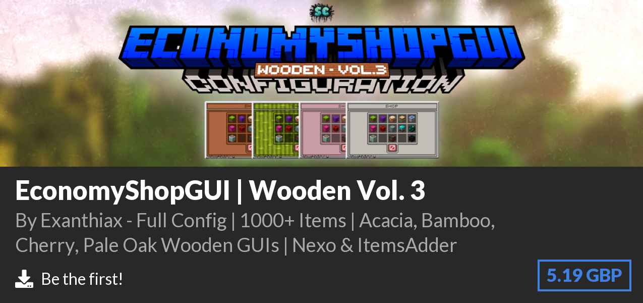 Download EconomyShopGUI | Wooden Vol. 3 on Polymart