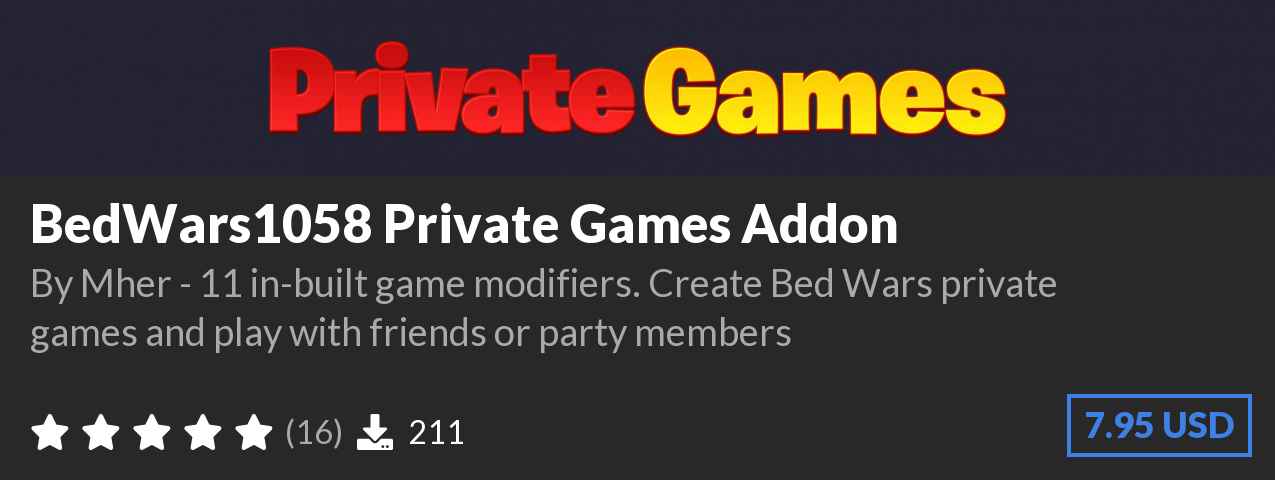 Download BedWars1058 Private Games Addon on Polymart.org