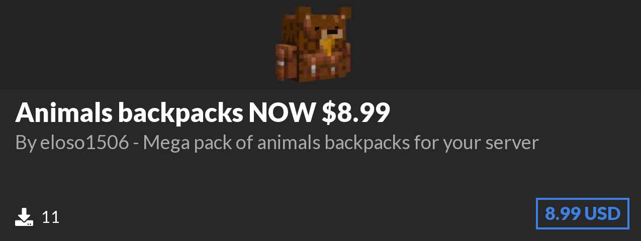Download Animals backpacks NOW $8.99 on Polymart.org