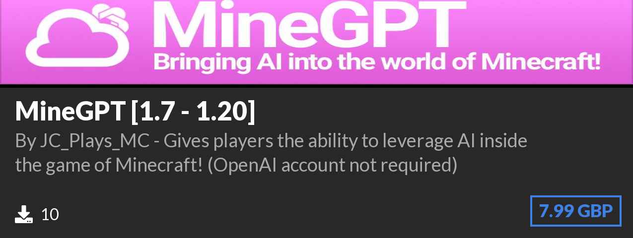 Download MineGPT [1.7 - 1.20] on Polymart.org